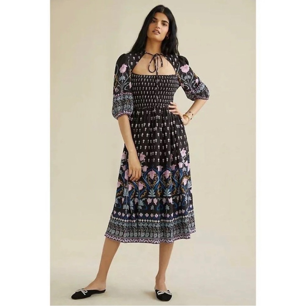 Anthropologie Dasha Smocked Midi Dress